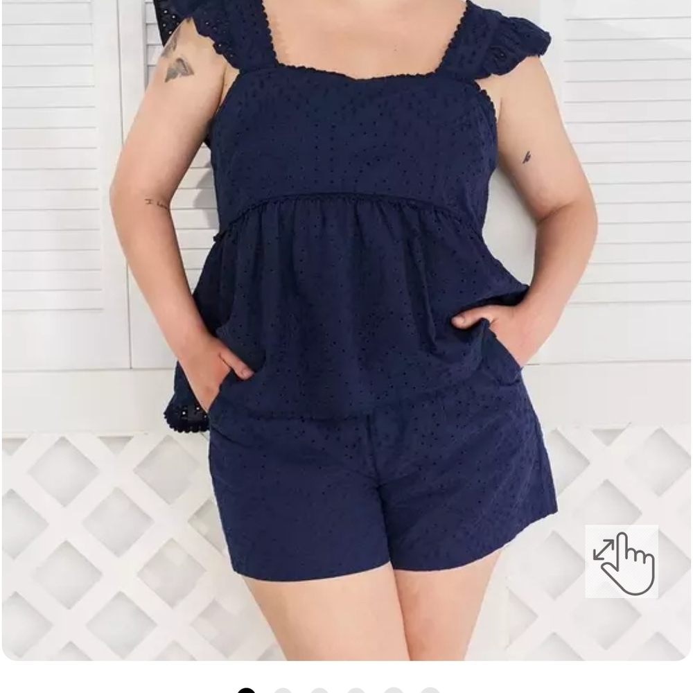 Torrid Belle Isle Navy Blue Eyelet Top